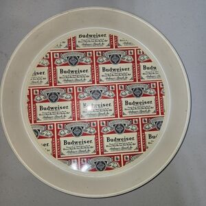 BUDWEISER - Vintage 13” White Plastic Beer Tray